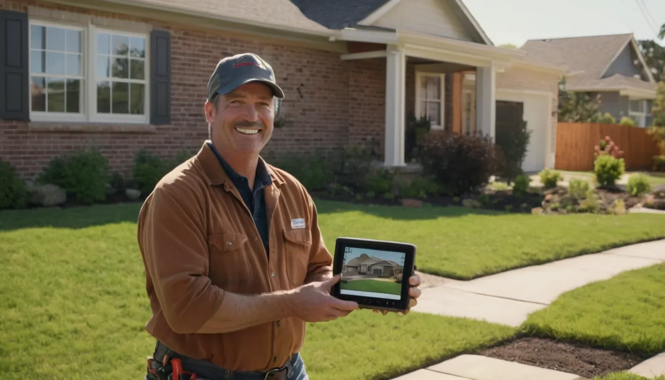 A local provider reviewing a sewer line camera inspection with a homeowner in Grand Prairie